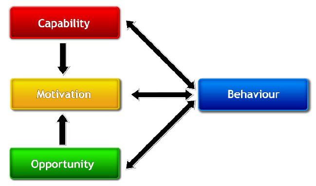 Roles of Capability, Opportunity and Motivation in Customer Behaviour Change Wheel - COM-B Model